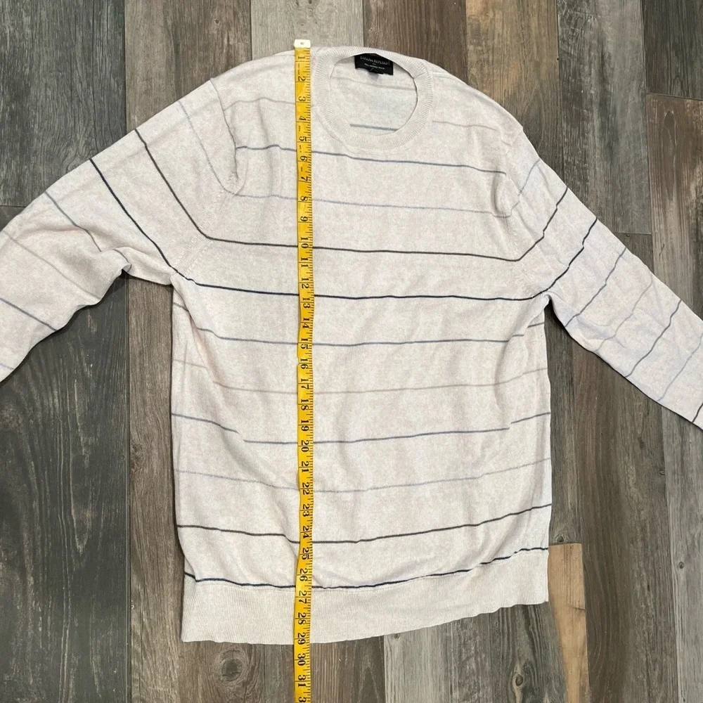 Banana Republic Mens XL Pullover 100% Merino Wool Sweater Beige Striped NWOT